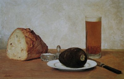 Still Life Beer and Radish by Albert Anker